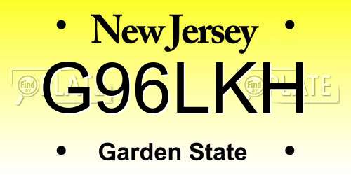 G96LKH New Jersey License Plate