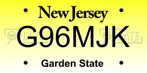 G96MJK New Jersey License Plate