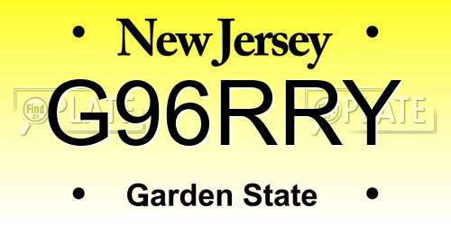 G96RRY New Jersey License Plate