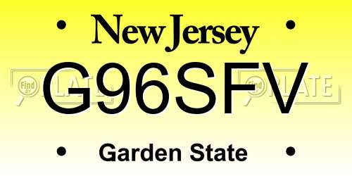 G96SFV New Jersey License Plate