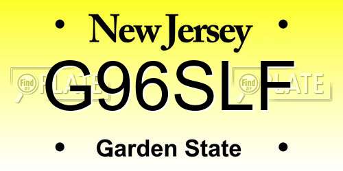 G96SLF New Jersey License Plate