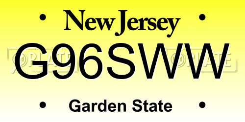 G96SWW New Jersey License Plate