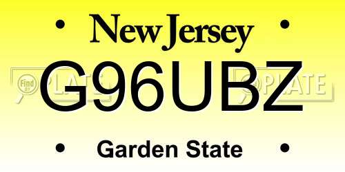 G96UBZ New Jersey License Plate