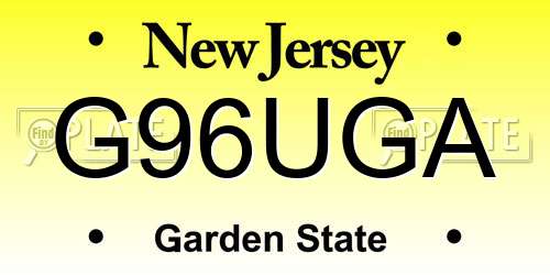 G96UGA New Jersey License Plate