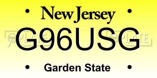 G96USG New Jersey License Plate