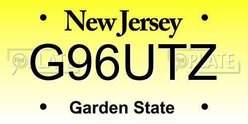 G96UTZ New Jersey License Plate
