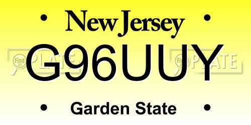 G96UUY New Jersey License Plate