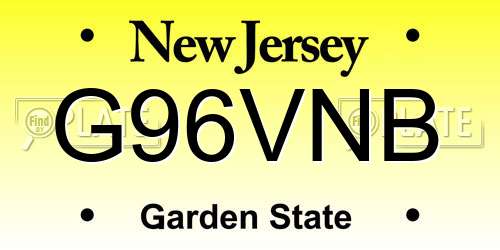 G96VNB New Jersey License Plate