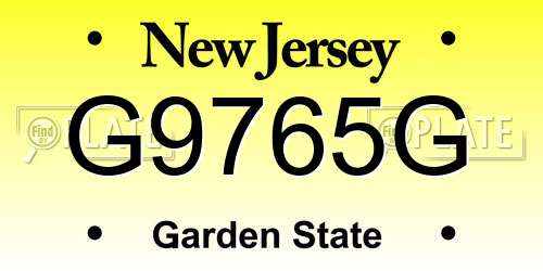 G9765G New Jersey License Plate