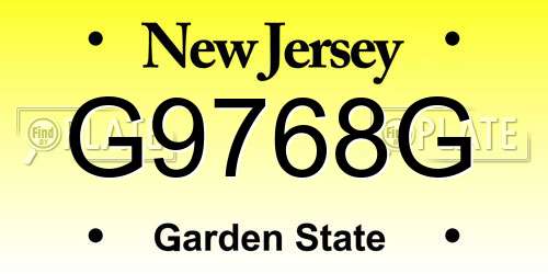 G9768G New Jersey License Plate