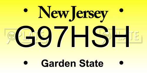 G97HSH New Jersey License Plate