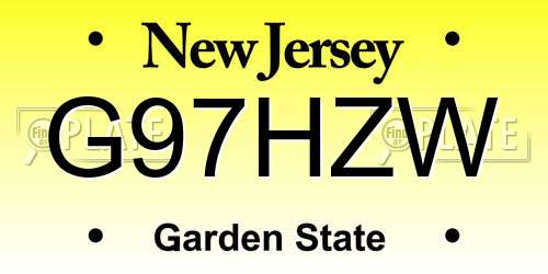G97HZW New Jersey License Plate