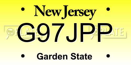 G97JPP New Jersey License Plate