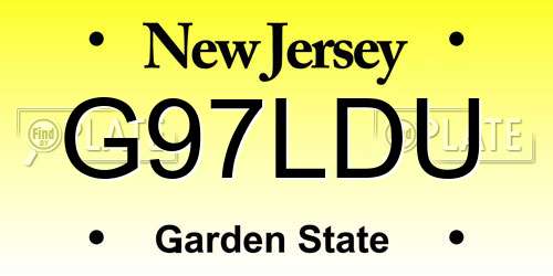 G97LDU New Jersey License Plate