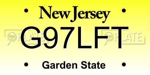 G97LFT New Jersey License Plate
