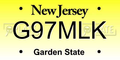 G97MLK New Jersey License Plate
