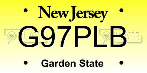 G97PLB New Jersey License Plate