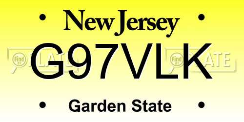 G97VLK New Jersey License Plate