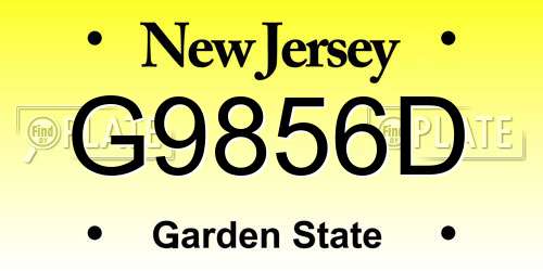 G9856D New Jersey License Plate