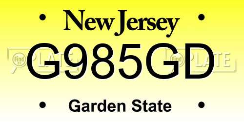 G985GD New Jersey License Plate