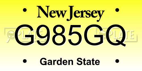 G985GQ New Jersey License Plate
