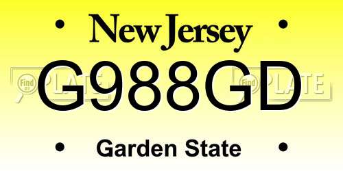G988GD New Jersey License Plate