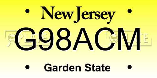 G98ACM New Jersey License Plate