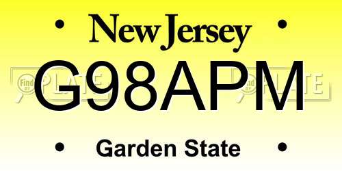 G98APM New Jersey License Plate
