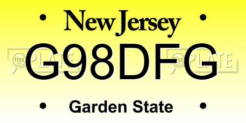 G98DFG New Jersey License Plate