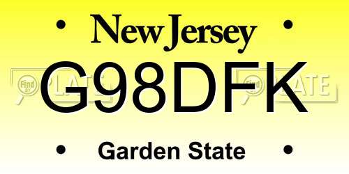 G98DFK New Jersey License Plate
