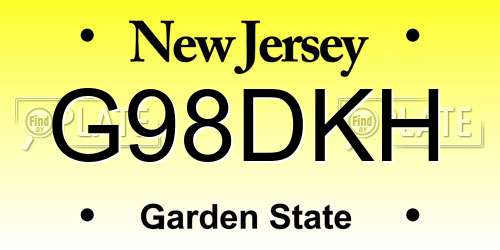 G98DKH New Jersey License Plate