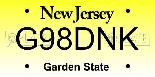 G98DNK New Jersey License Plate