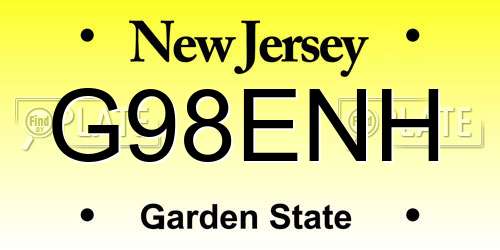 G98ENH New Jersey License Plate