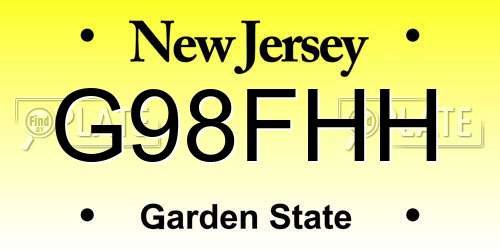 G98FHH New Jersey License Plate