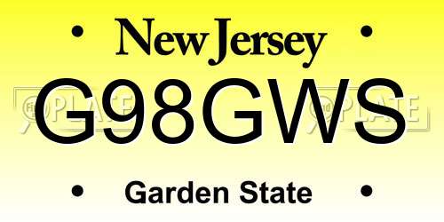 G98GWS New Jersey License Plate
