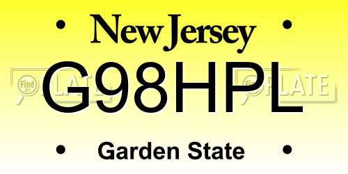 G98HPL New Jersey License Plate