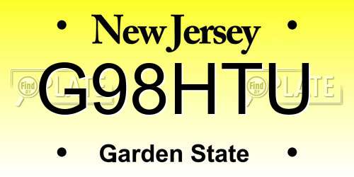 G98HTU New Jersey License Plate