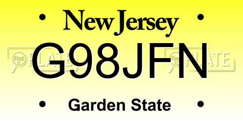 G98JFN New Jersey License Plate