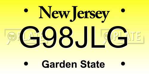 G98JLG New Jersey License Plate