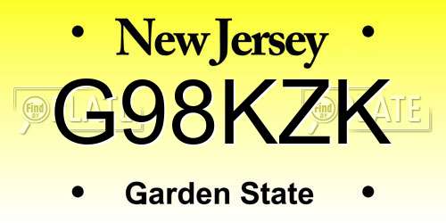 G98KZK New Jersey License Plate