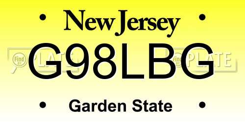 G98LBG New Jersey License Plate