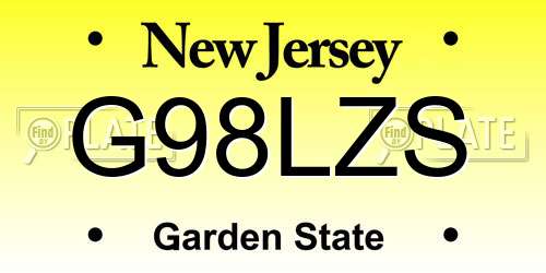 G98LZS New Jersey License Plate
