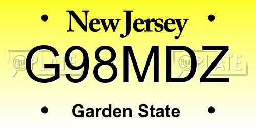 G98MDZ New Jersey License Plate
