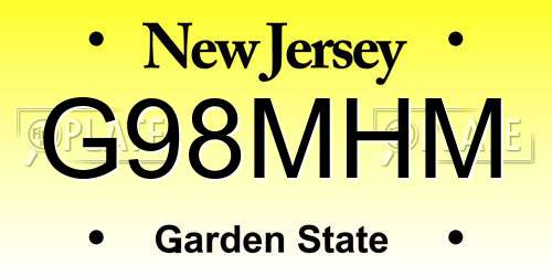 G98MHM New Jersey License Plate