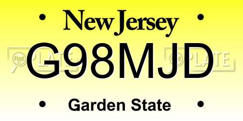 G98MJD New Jersey License Plate