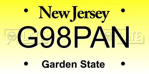 G98PAN New Jersey License Plate