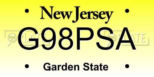 G98PSA New Jersey License Plate