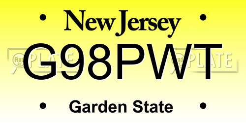 G98PWT New Jersey License Plate