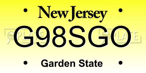 G98SGO New Jersey License Plate