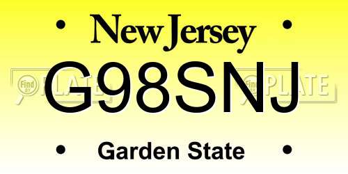 G98SNJ New Jersey License Plate